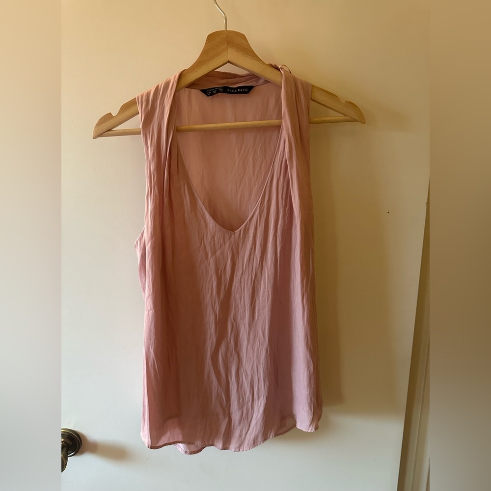 Zara Blush Pink V-Neck Tank Top